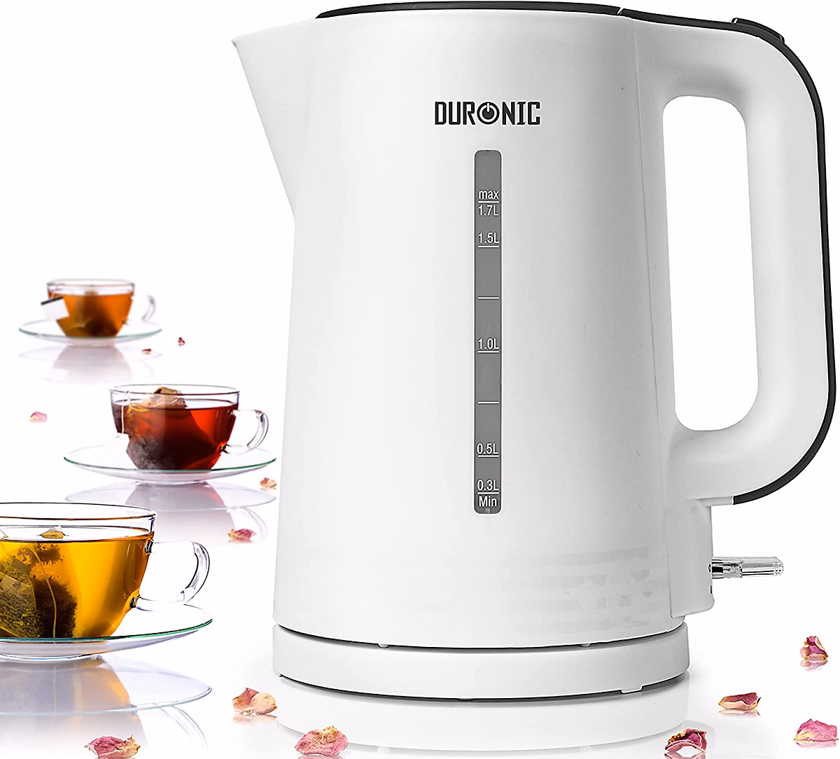 EK17 WE Bouilloire électrique 2200W Capacité 1 – 7L Chauffe rapide Base 360 Arrêt automatique Couvercle rabattable Duronic