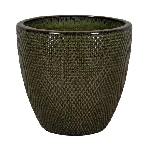 Pot rond en grès émaillé vert Passion for Pottery Busan - Ø 29 x H 27 cm