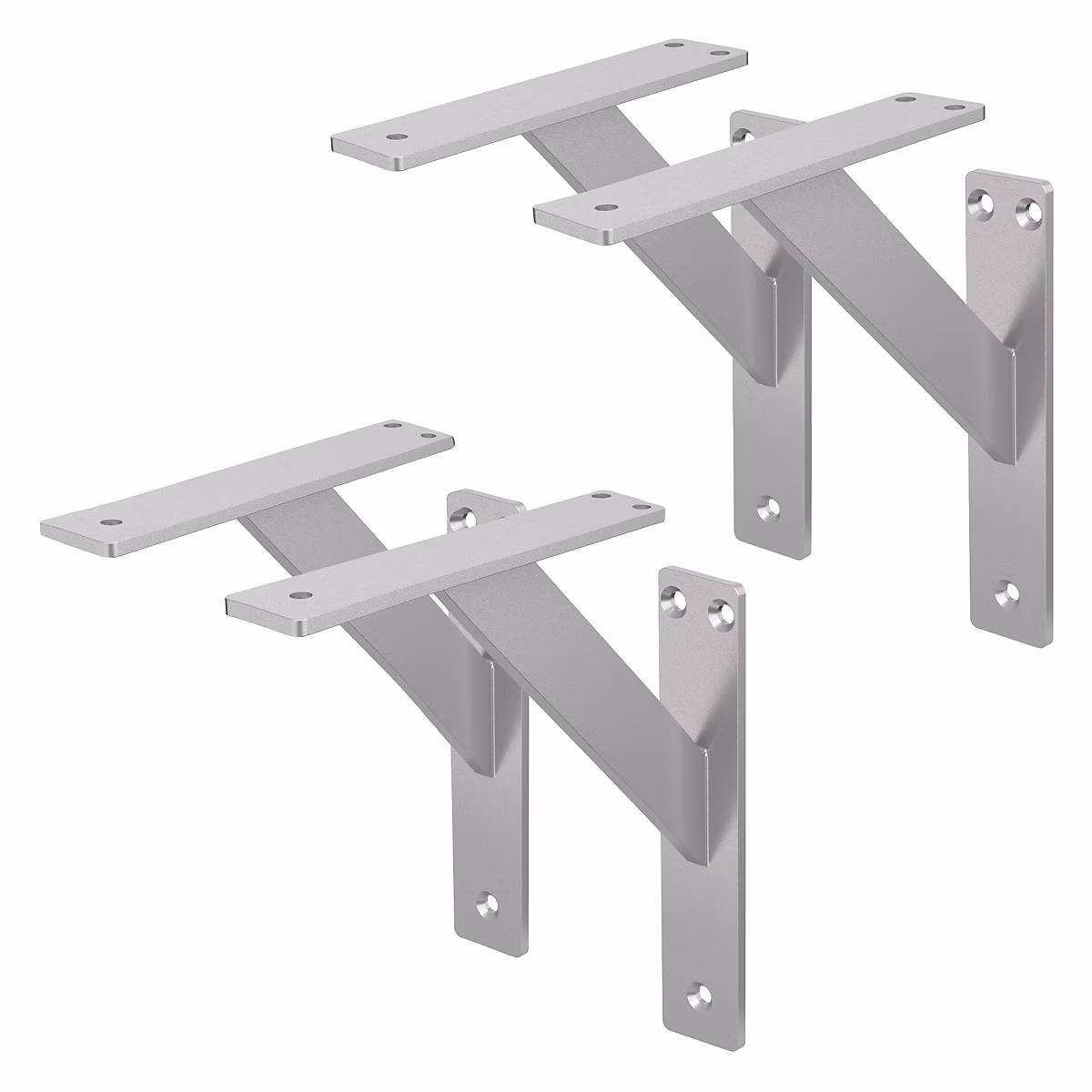 Quincaillerie d'assemblage – 4x Support Etagere murale fixation flottante aluminium argent