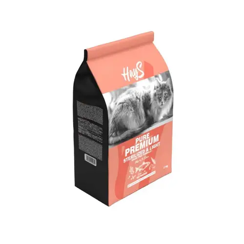 Croquette pour chat adulte stérilisé au saumon light Hays Pure Premium - 2 kg