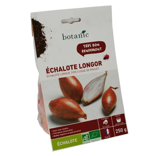Bulbes d’échalote longue Longor AB bio calibre 15/40, 250 g