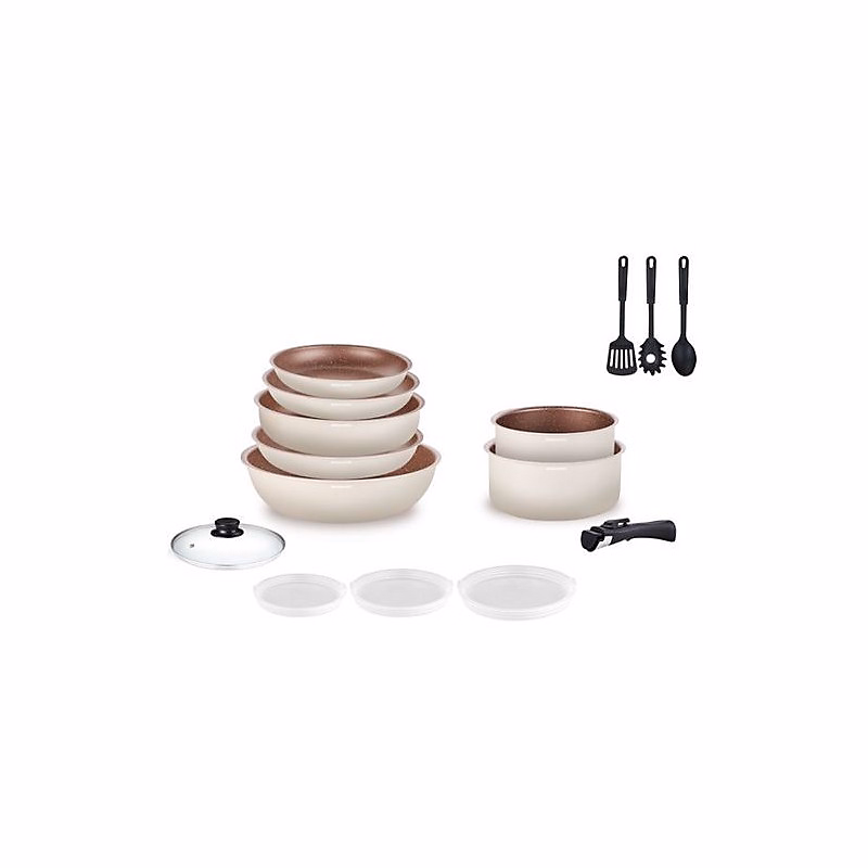 Matériel de cuisson – Batterie de cuisine Arthur Martin Batterie 18 pieces creme AM1453 CREME