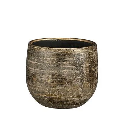 Cache-pot en céramique coloris bronze métallique Edelman Hollande Marcus – Ø 14 x H 12 cm