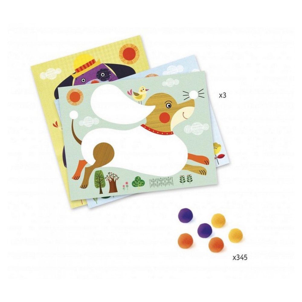 Djeco Collages pompons des chiens a caresser – Décoration de jardin
