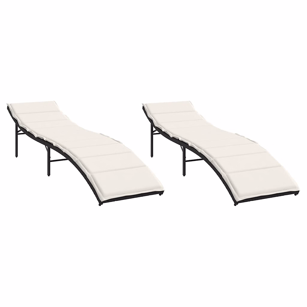 Chaises longues lot de 2 avec coussins noir résine tressée vidaXL – Réf. HIYJLWHDH7929486725