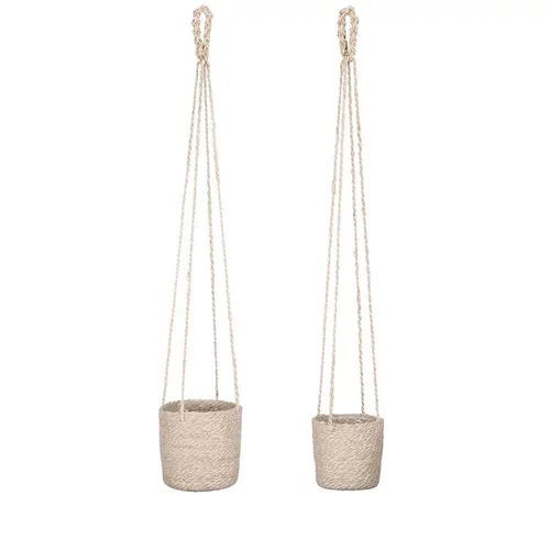 Panier à suspendre en toile de jute crème Atlantic - Ø 16 x H 16 cm