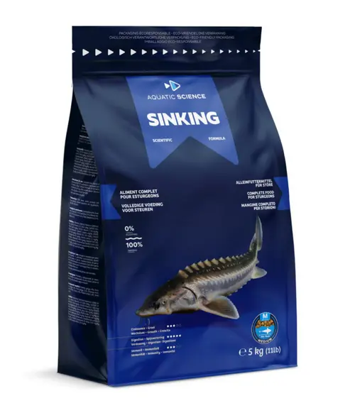 Nourriture complète pour esturgeons de minimum 15 cm de long Aquatic Science Sinking - Taille M sac de 5 kg
