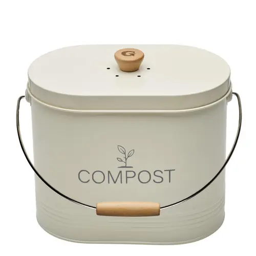 Seau à compost en métal beige avec filtre Nogent - 7 L
