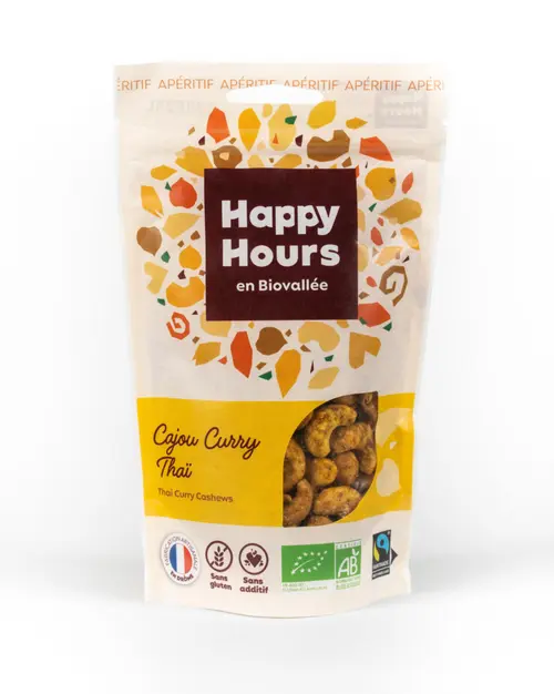 Sachet cajou curry thaï bio Happy Hours en Biovallée - 115 g