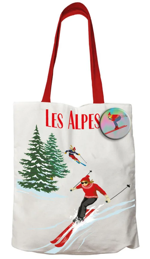 Tote bag en coton coloris multicolore Cartes d'Art les Alpes - 42 x 34 cm