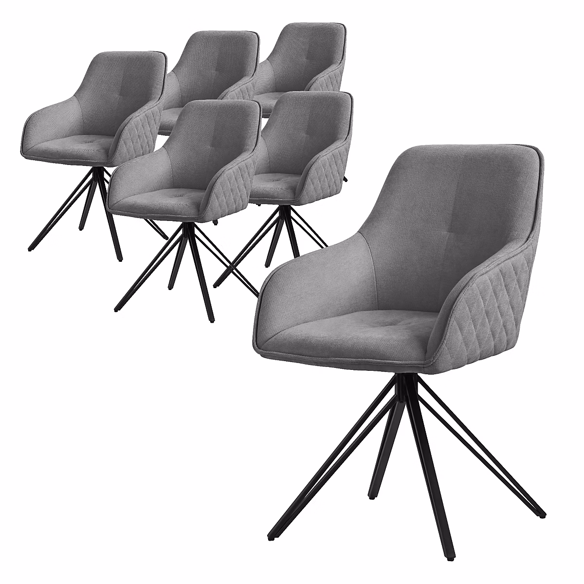 6x Chaise de salle à manger grise pivotante fauteuil rembourrée de salon – Réf. IPWYAKQRF4600982307