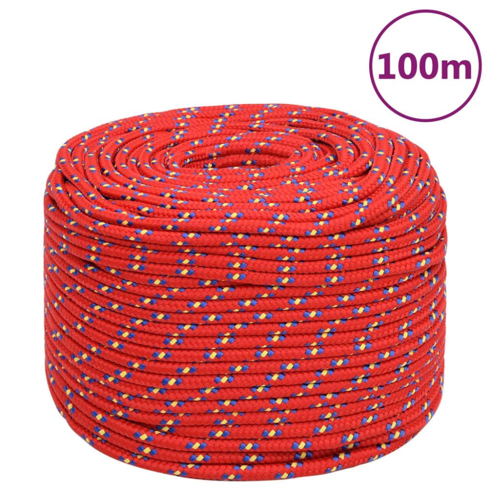 vidaXL Corde de bateau Rouge 10 mm 100 m Polypropylène – Équipement de loisirs