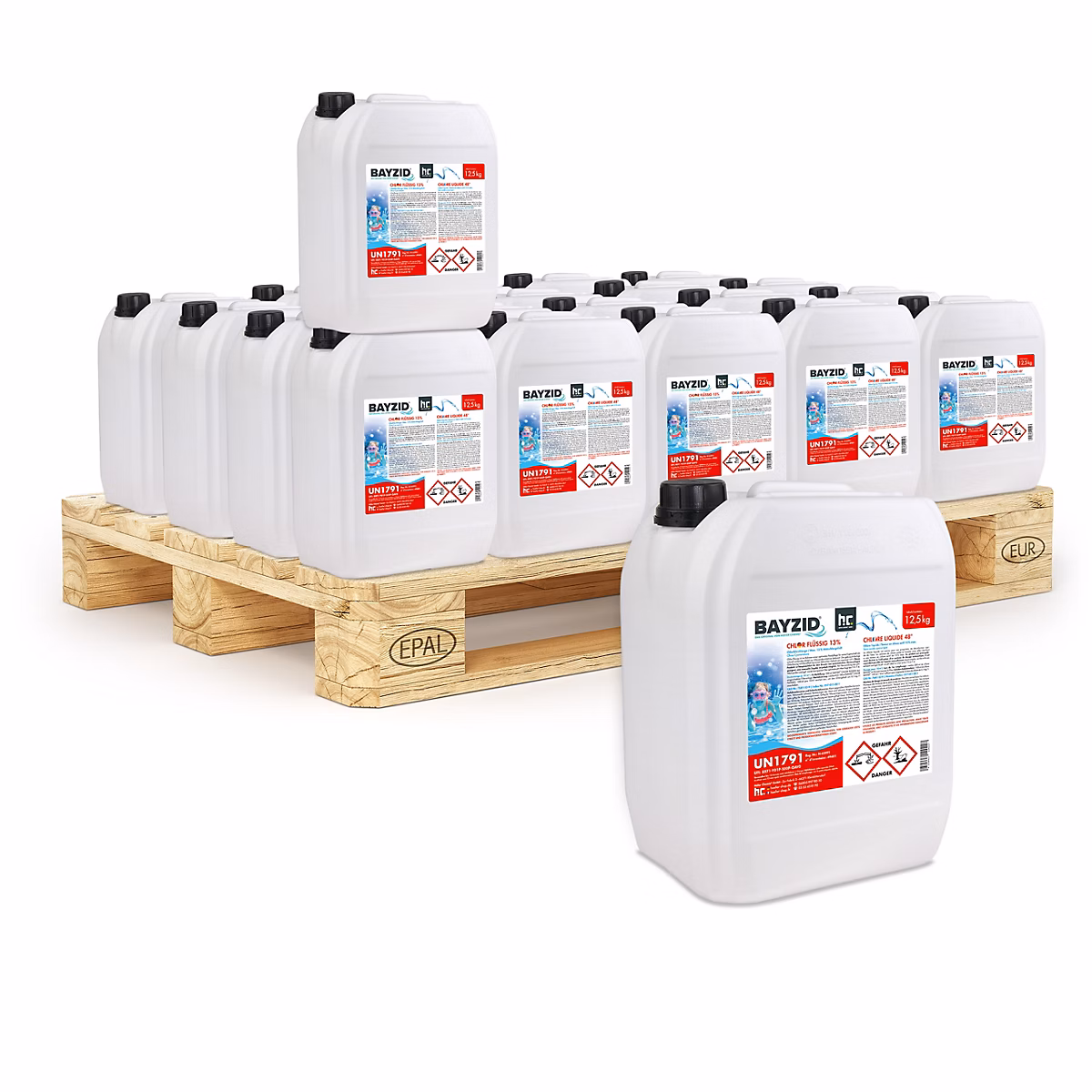 Chlore Liquide 48degrée Bayzid 40 × 12 – 5 Kg (10 L), Désinfection Rapide Et Efficace Pour Piscines