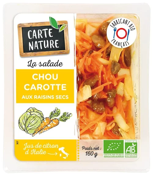 Salade Chou carottes et raisins secs Carte Nature - 160 g