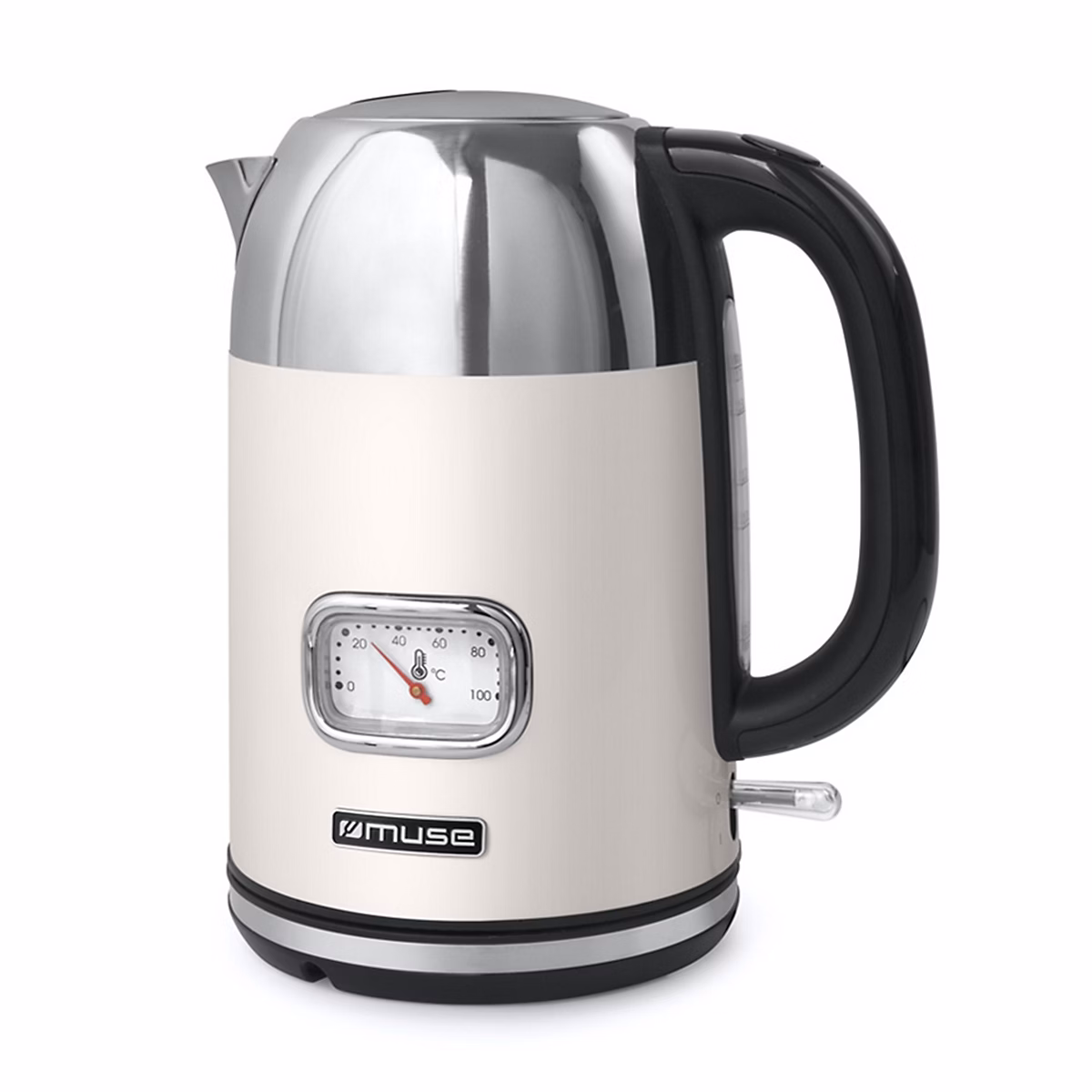 Bouilloire sans fil MUSE MS-020 SC – indicateur de température de l'eau, 2200W, Filtre amovible et lavable, Capacité de 1.7 L