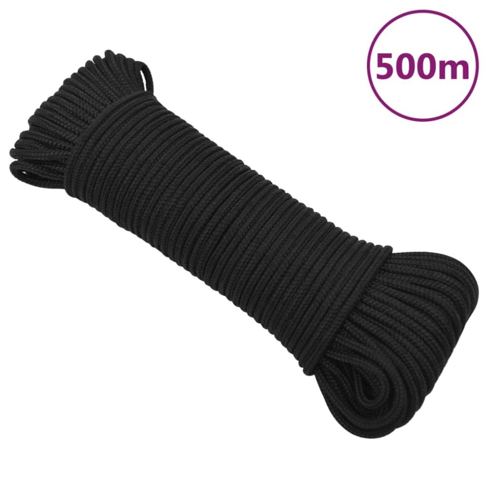 vidaXL Corde de bateau Noir complet 3 mm 500 m Polypropylène – Équipement de loisirs