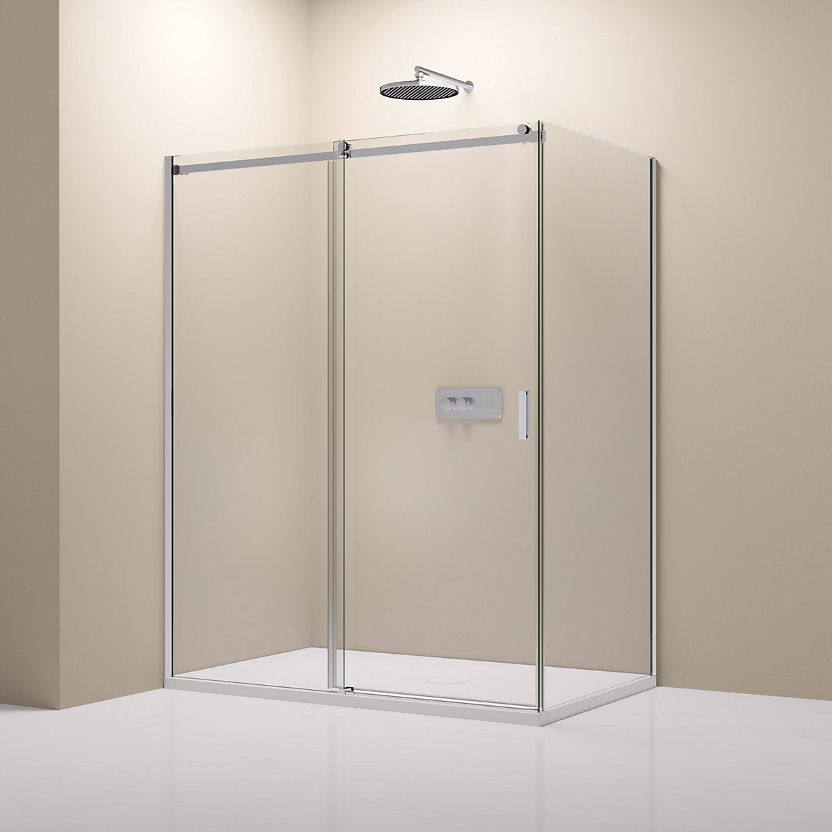 Cabine de douche d'angle – verre clair 8mm, porte coulissante, NT806 FLEX 100 × 80 × 195cm