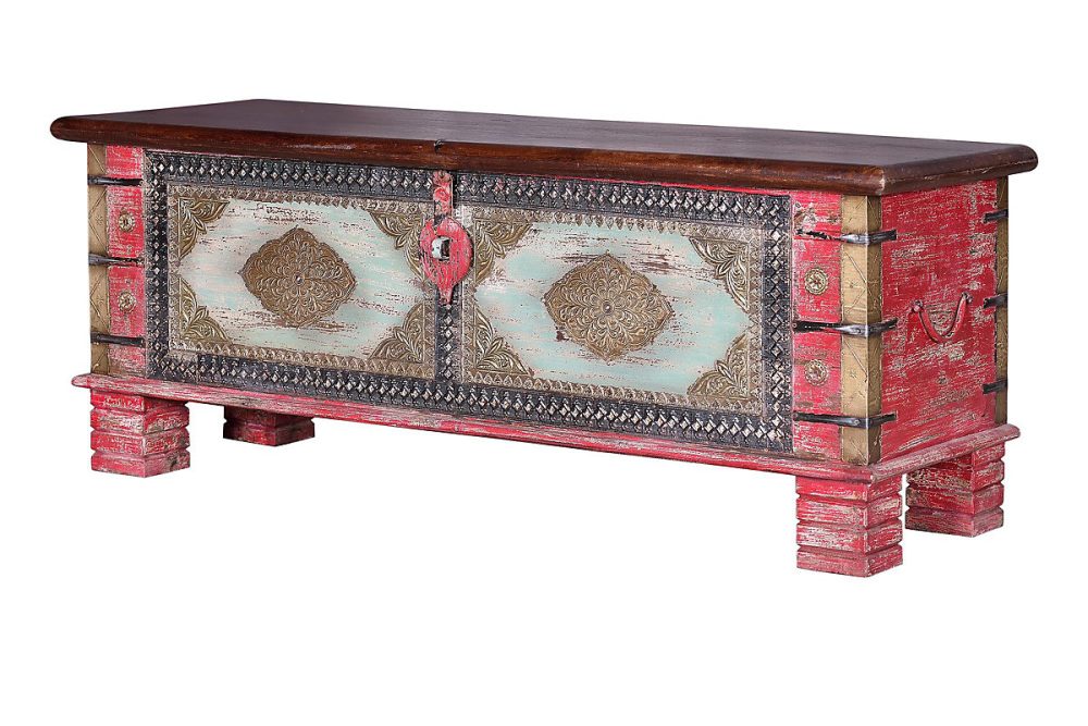 Rangement, meuble et dressing – Coffre en manguier rouge vieilli et merisier