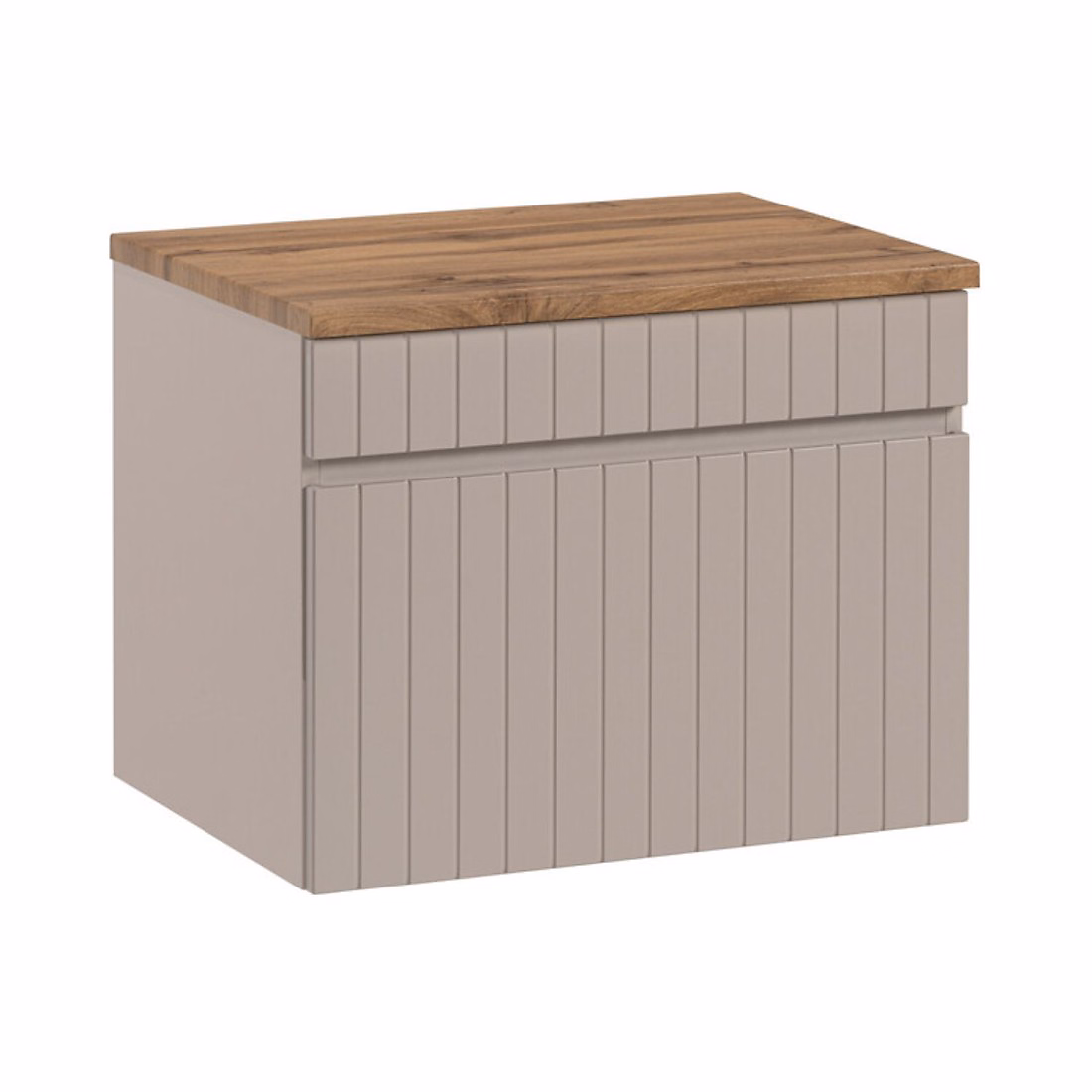 Ensemble de salle de bain ICON : meuble sous vasque 60cm cachemire et plan pour vasque aspect bois – Réf. NUHCCZNKK8133491277