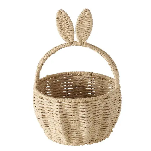 Panier lapin naturel en papier recyclé Koni - Ø 18,5 x H 26,5 cm