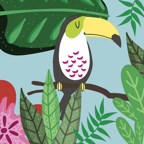 Lot de 20 serviettes 3 plis Jungle bird coloris multicolore - 33 x 33 cm