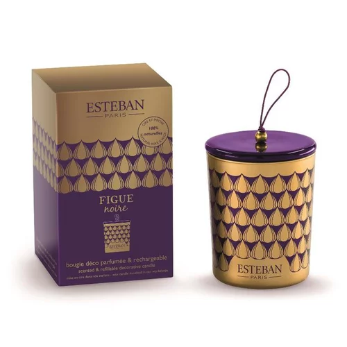 Bougie déco parfumée et rechargeable Figue noire Esteban - 180 g