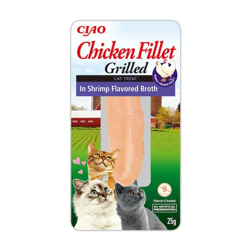 Filet de poulet grillé pour chat Inaba Ciao saveur crevette - 25 g