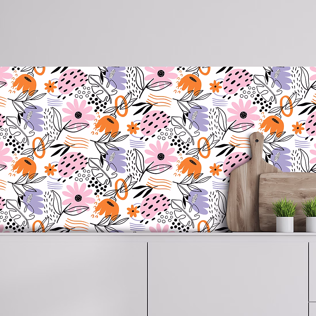 Crédence adhésive déco florale 60 × 300 cm