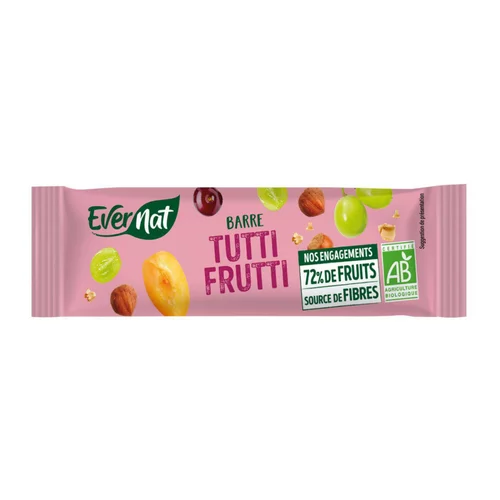 Barres tutti frutti bio en sachet Evernat - 40 g