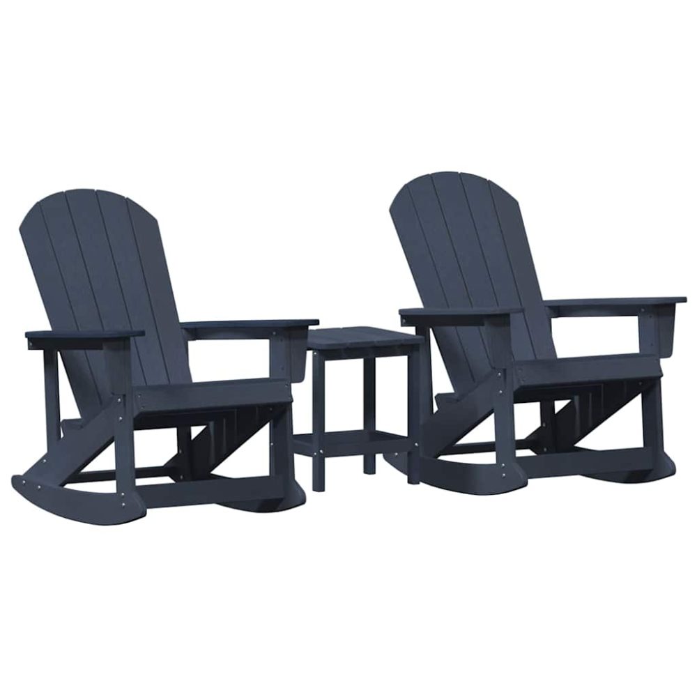 vidaXL Ensemble de salon de jardin 3 pc Bleu marine HDPE – Mobilier de jardin