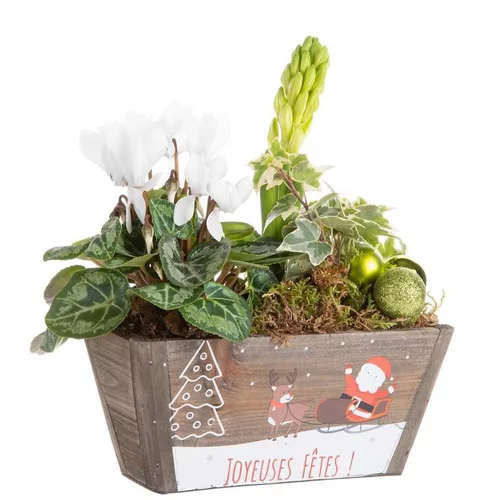Composition jardinière multicolore en bois