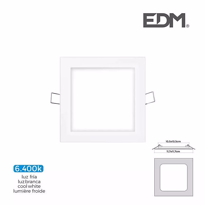 Downlight LED 6W carré 11 – 7cm Blanc, Blanc du Jour 6400K