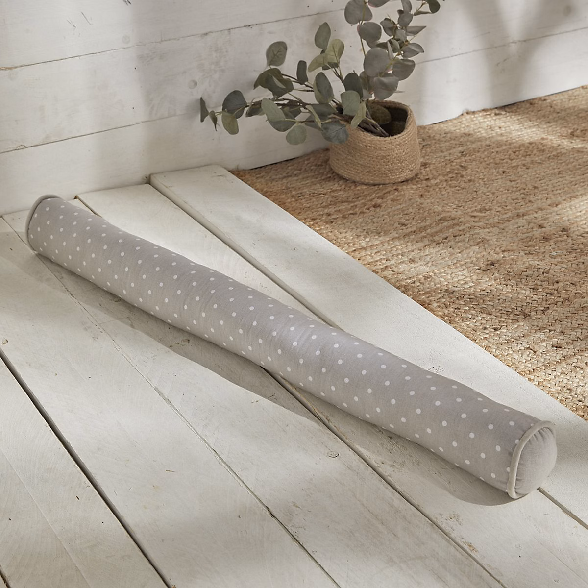 Boudin de porte imprimé pois (90 × 10 cm – Gris)