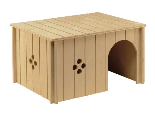 Maisonnette pour lapin coloris beige en bois - 37 x 27,7 x 20 cm