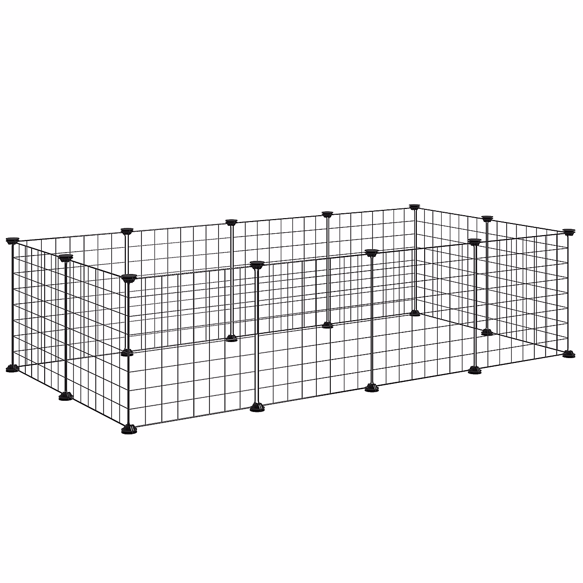 Cage parc enclos pour animaux domestiques L 106 x l 73 x H 36 cm bords arrondis fil métallique noir 55 – Réf. MNTJYOBGO7406386935
