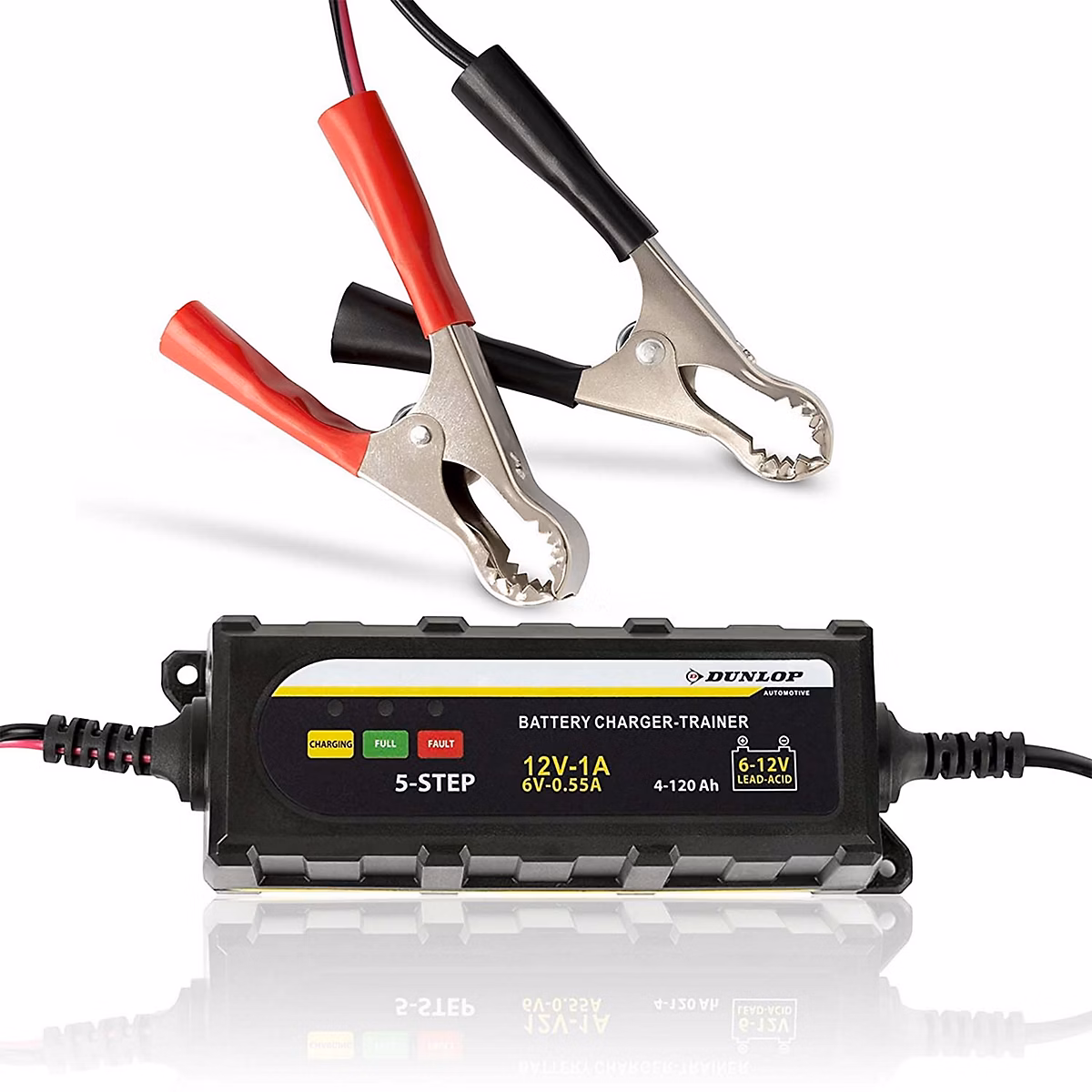 DUNLOP Chargeur Intelligent 1A 12V – Chargeur Batterie Voiture & Moto, Gel & Standard, Charge Auto 5 Étapes, Sécurisé & Facile