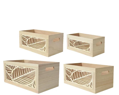 Panier de rangement en bois de Paulownia naturel taille 4 - 23 x 11 x 10 cm