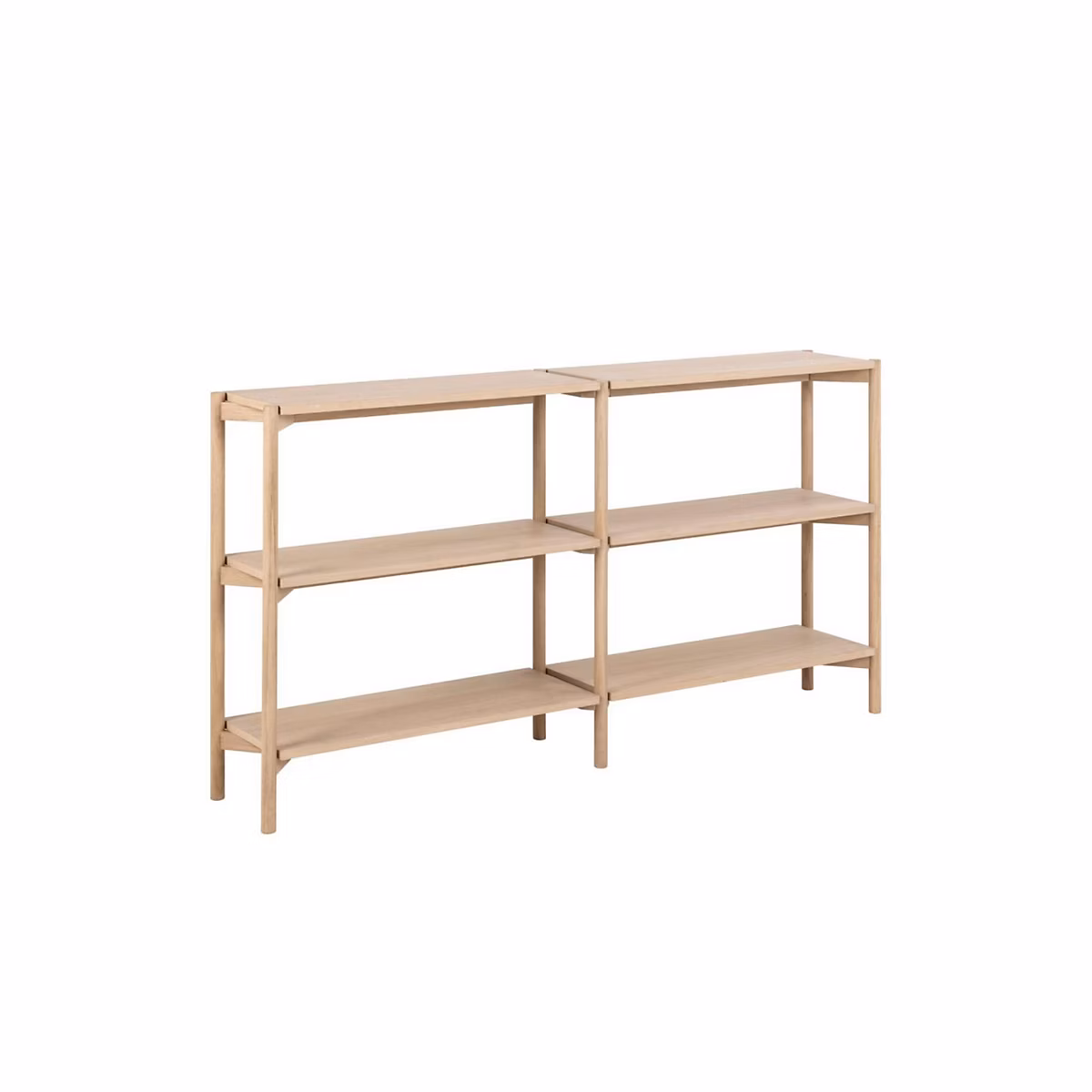 Bibliothèque basse scandinave en chêne blanchi 4 tablettes – BRENDA