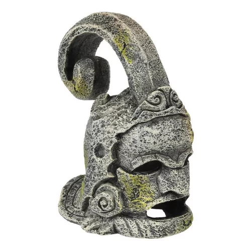 Statue de casque aztèque pour aquarium gris 10x7xH12 cm