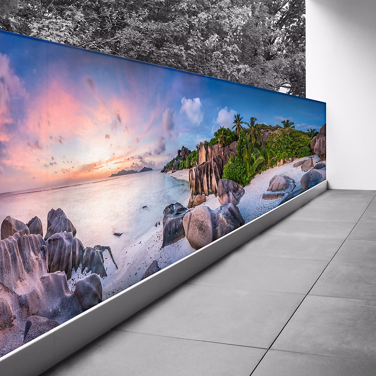 Brise vue Trompe l'oeil – 90 × 315 cm | Couché de soleil 3617689697314