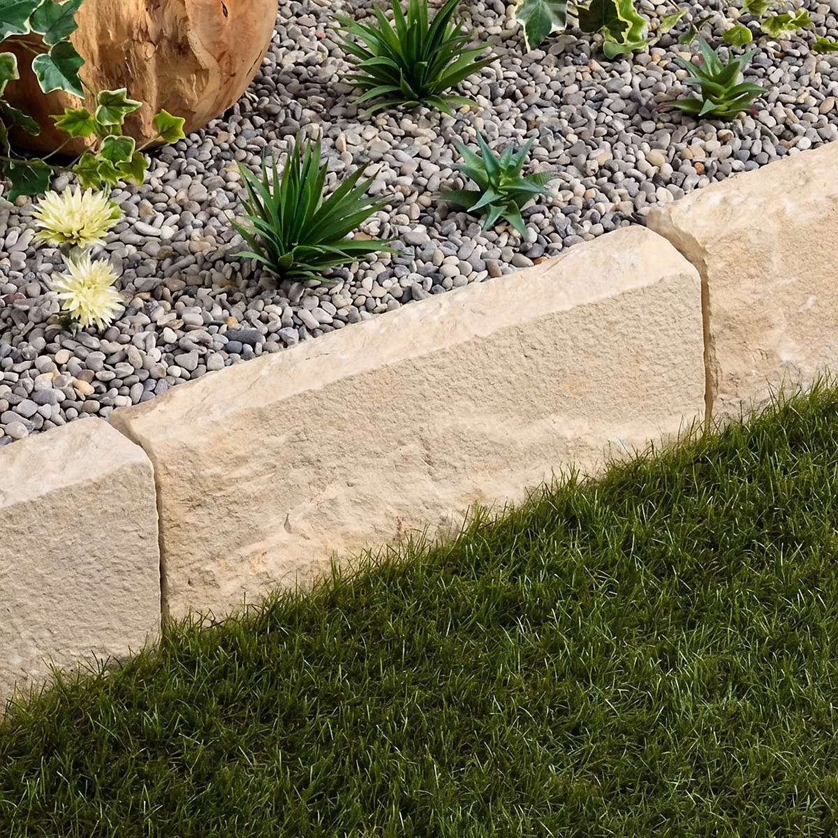 Bordure de jardin Grès Kandla Beige 50 × 20 × 8 cm (à l'unité) – RO'MA NATURE