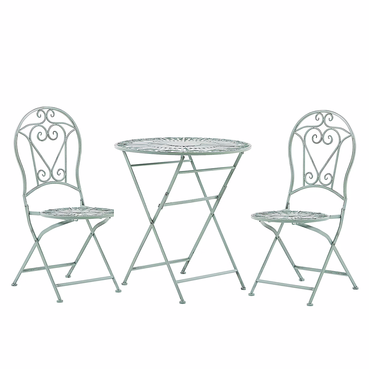 Salon et mobilier de jardin – Ensemble bistrot Pliant TRENTO Métal Vert clair