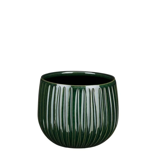 Pot rond Edelman Hollande cannelé vert foncé Pablo – Ø 16 x H 14 cm