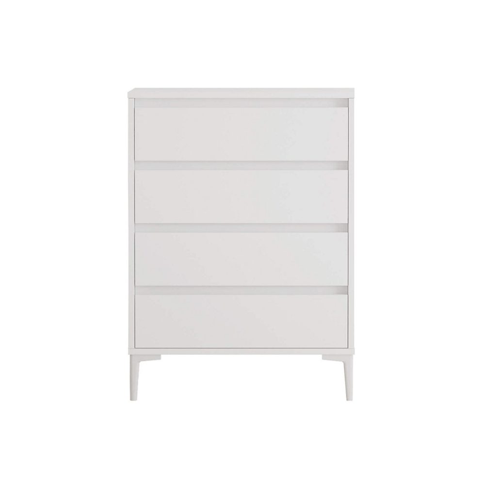 Commode 4 tiroirs Rebecca Mobili Kemiri 98 – 5 × 72 × 45 Panneau de particules PVC Blanc Moderne