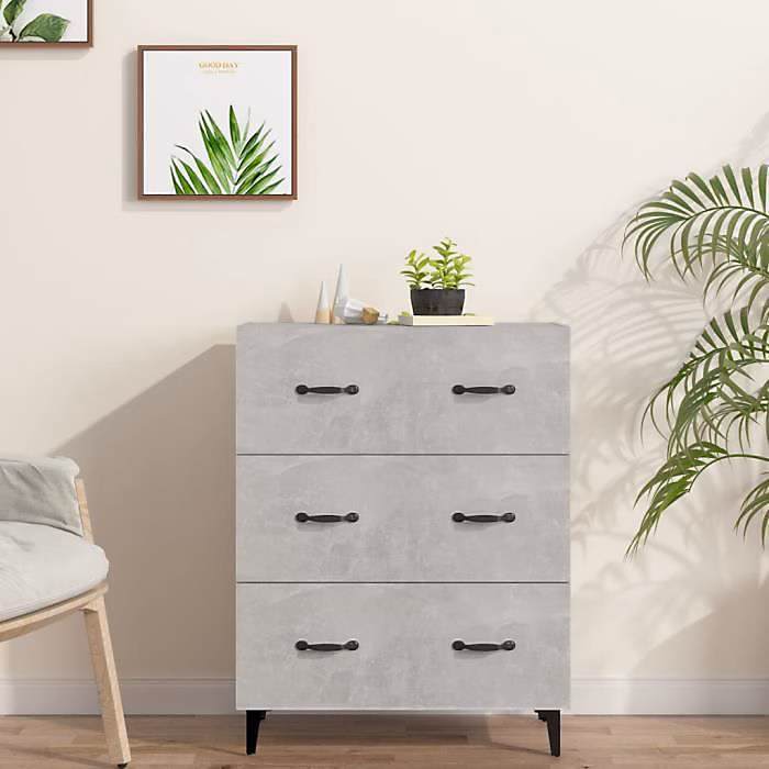 812163 vidaXL Buffet Gris béton 69 – 5 × 34 × 90 cm Bois d'ingénierie