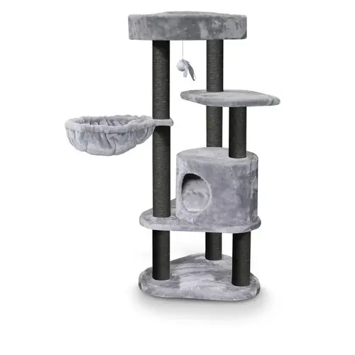 Arbre à chat avec panier et griffoir coloris gris Charlotte Royal Petrebels - 134 cm