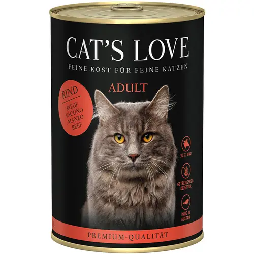 Pâtée pour chat au bœuf pur Cat's Love Adult – en boîte de 400 g