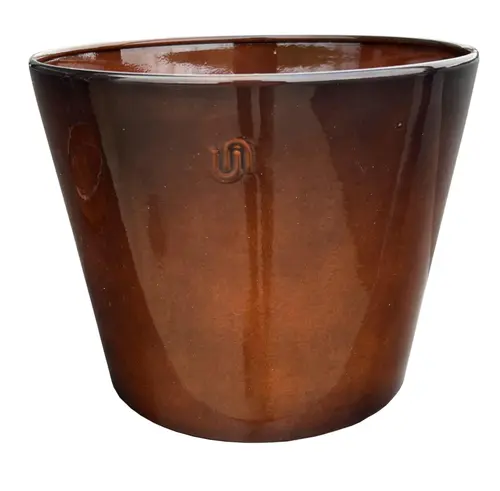 Pot évasé coloris marron en métal recyclé - 27 x 27 x 22 cm