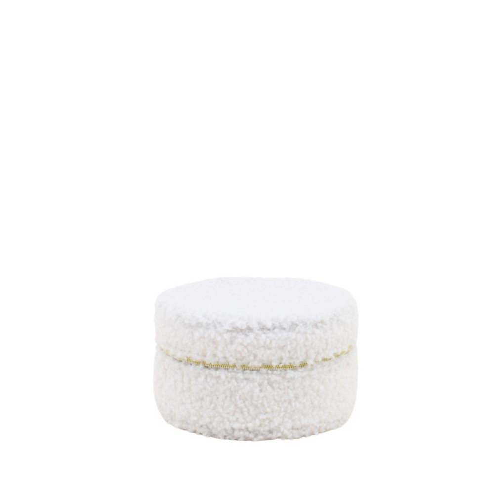 Boite à bijoux en tissu bouclette écru 11cm – Réf. CVSEOCJLG6342993541