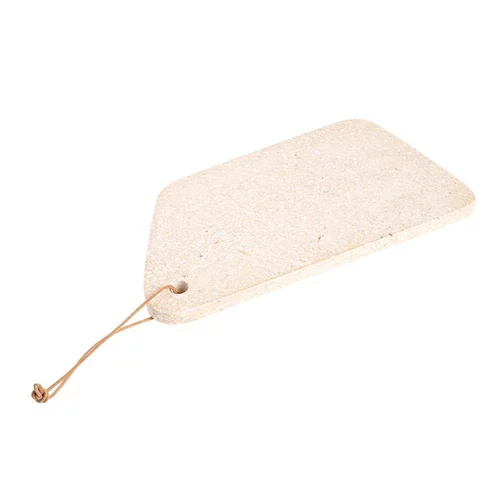 Planche à découper Terrazo beige avec cordelette en cuir 40x23 cm